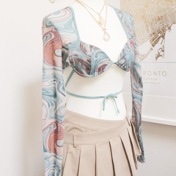 Sheer Blue Swirl Crop Top 🪺 SHEIN - Picture 3 of 7